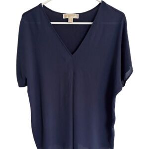 Michael Kors Navy V-Neck Blouse